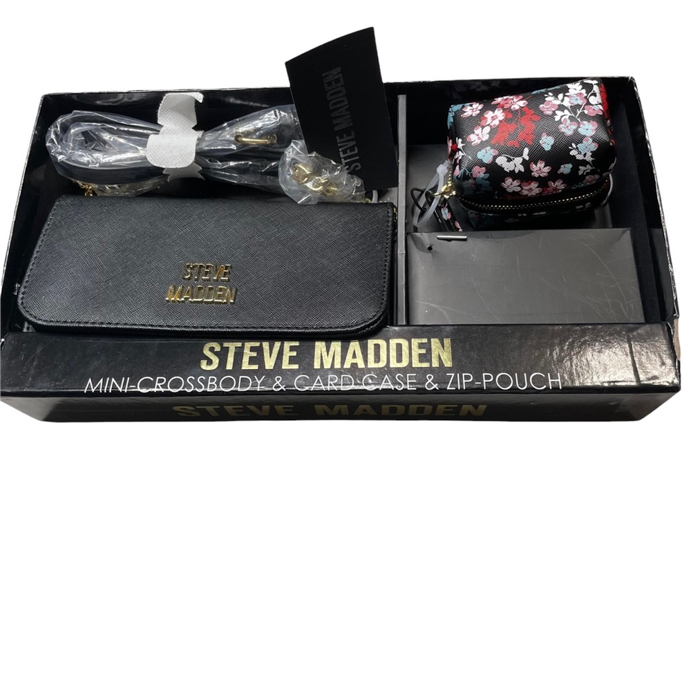 Steve Madden mini crossbody & card case & zip-pouch set